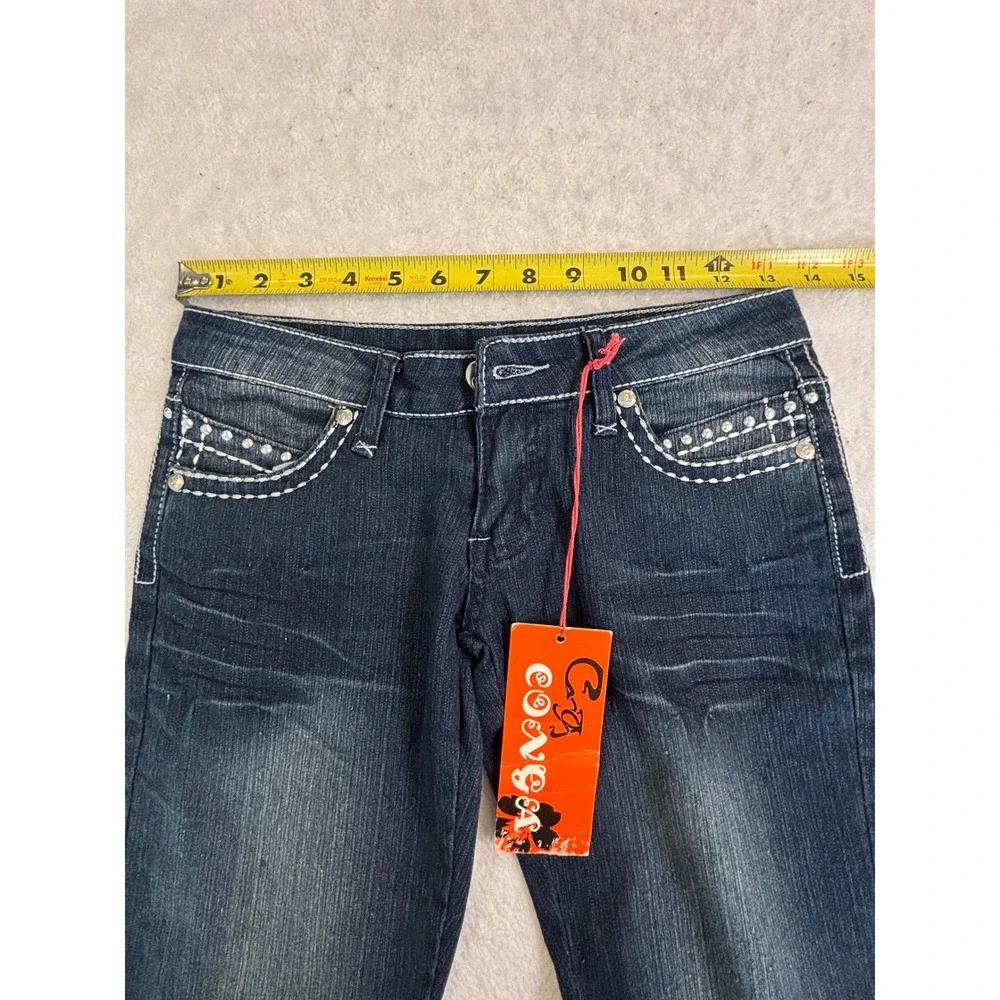 Conga Girls‎ Dark Wash Rhinestone Embellished Denim Jeans Size 12 KR-611069-KJ
